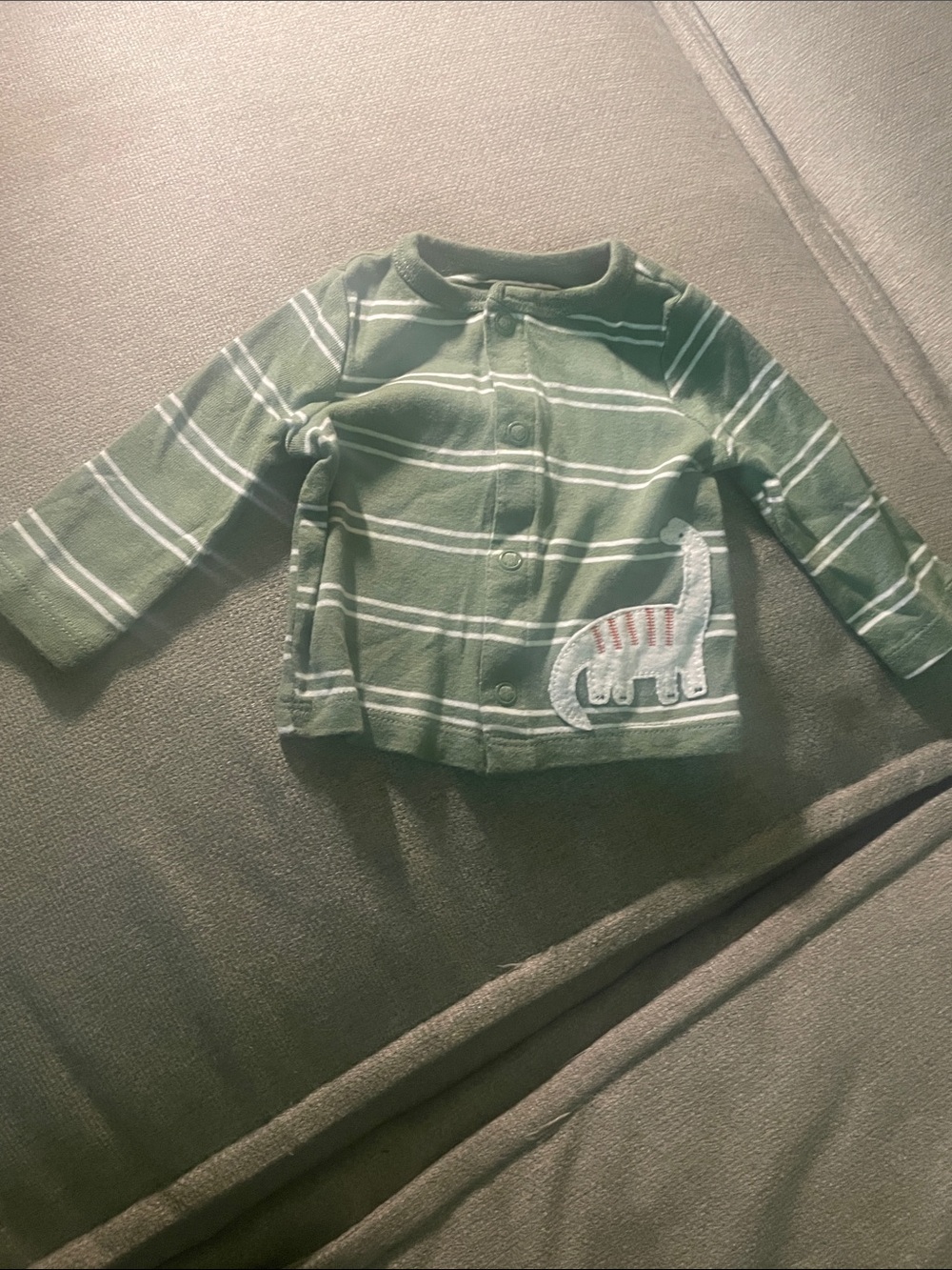 Carters Just One You Green Striped Baby Top with Dino Appliqué